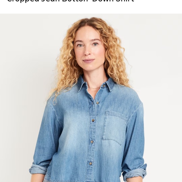 Old Navy Tops - NWOT Old Navy Cropped Denim Button-Down Shirt